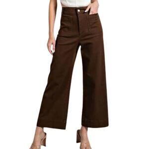 NEW STYLE USA soft washed wide leg pants in brown